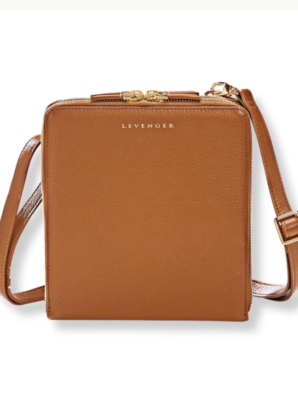 Levenger Carrie Plus  Leather Crossbody Bag in British Tan